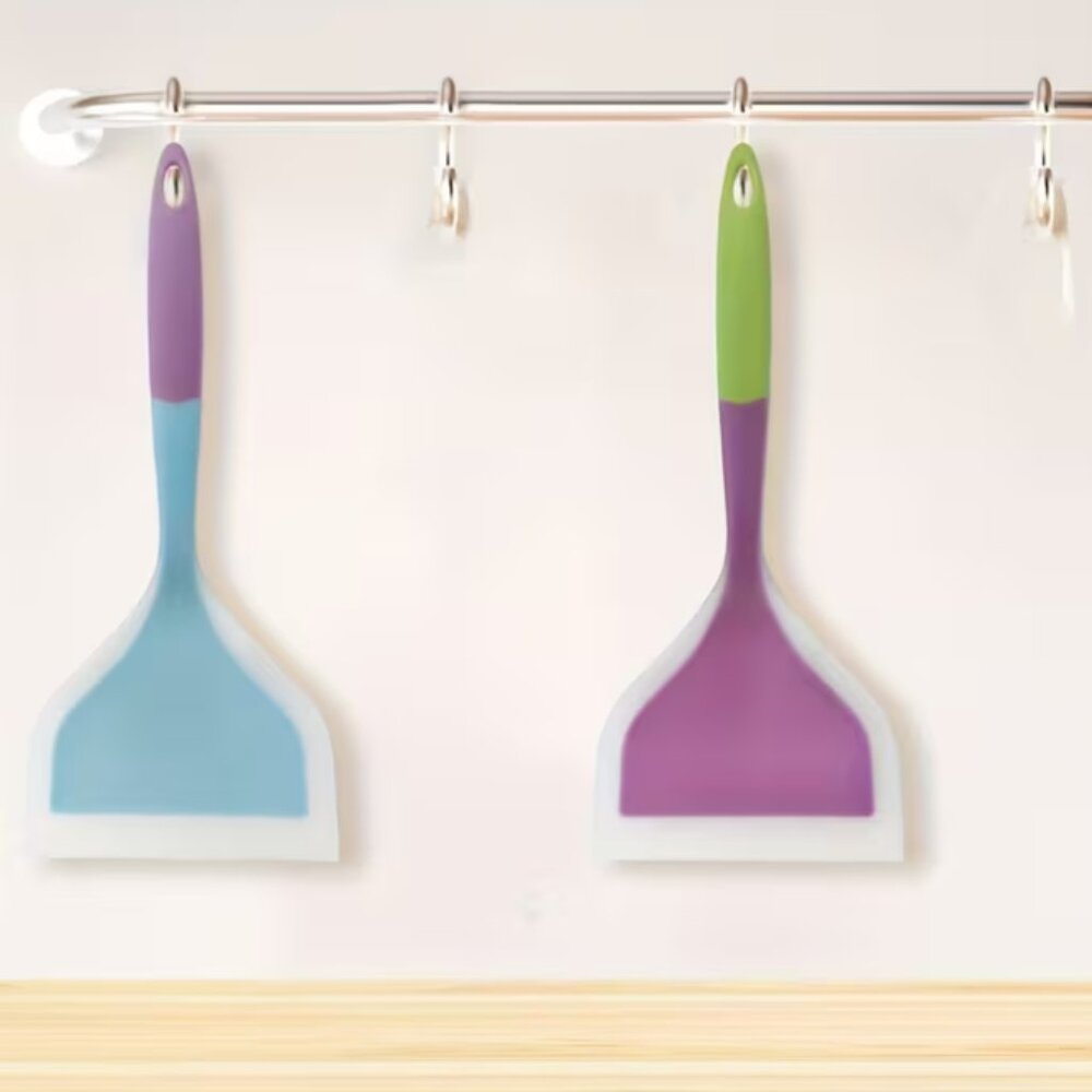 2 Pack Silicone Spatula Wide Nonstick Heat Resistant Pancake Eggs Pizza Cookware